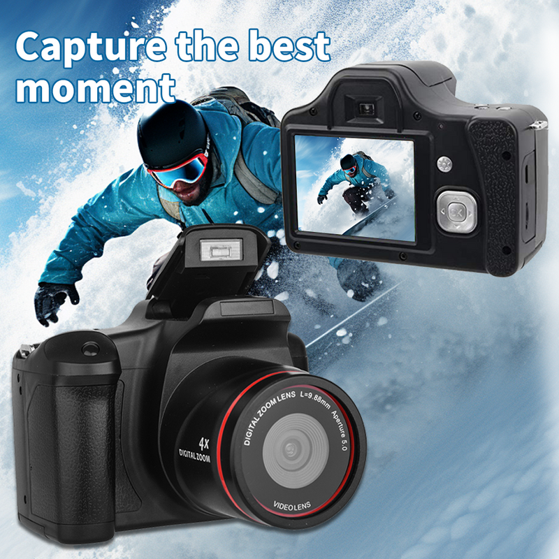 Mpow 16-megapixel camera with 16x digital zoom, 2.4-inch screen, 32GB memory card included, and multi-language support