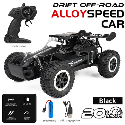 Mpow 1:16 Scale RC Alloy Remote Control Speed Car with 2.4GHz Anti-Interference, Dynamic LED Headlights, and All-Terrain Climbing for Boys