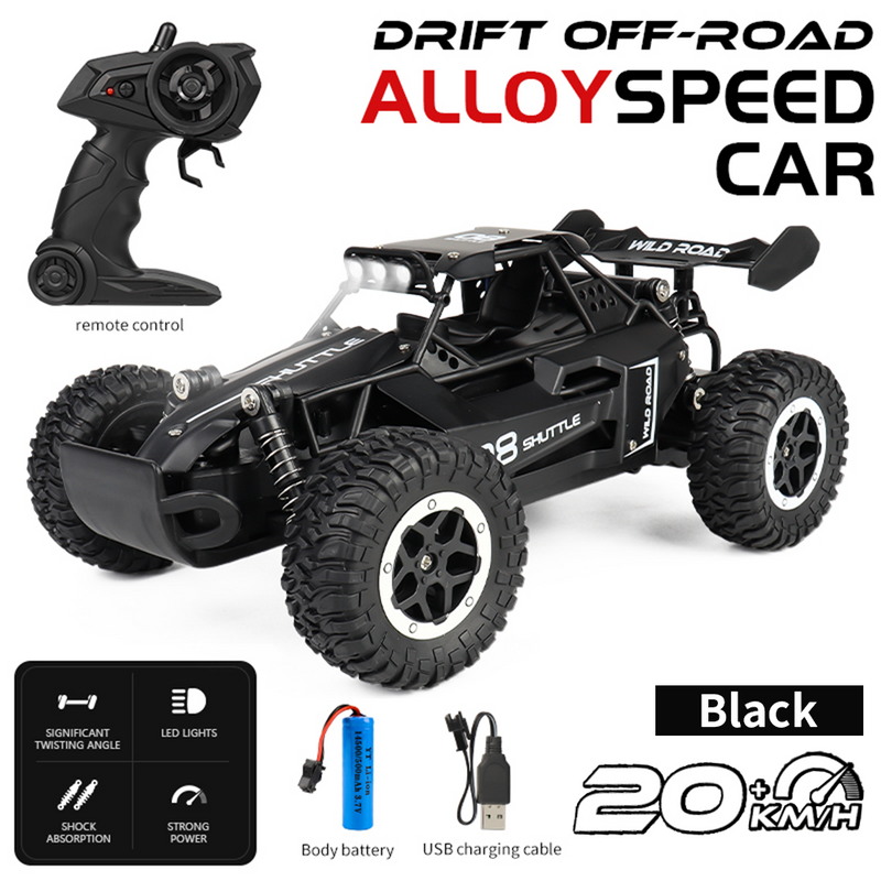 Mpow 1:16 Scale RC Alloy Remote Control Speed Car with 2.4GHz Anti-Interference, Dynamic LED Headlights, and All-Terrain Climbing for Boys