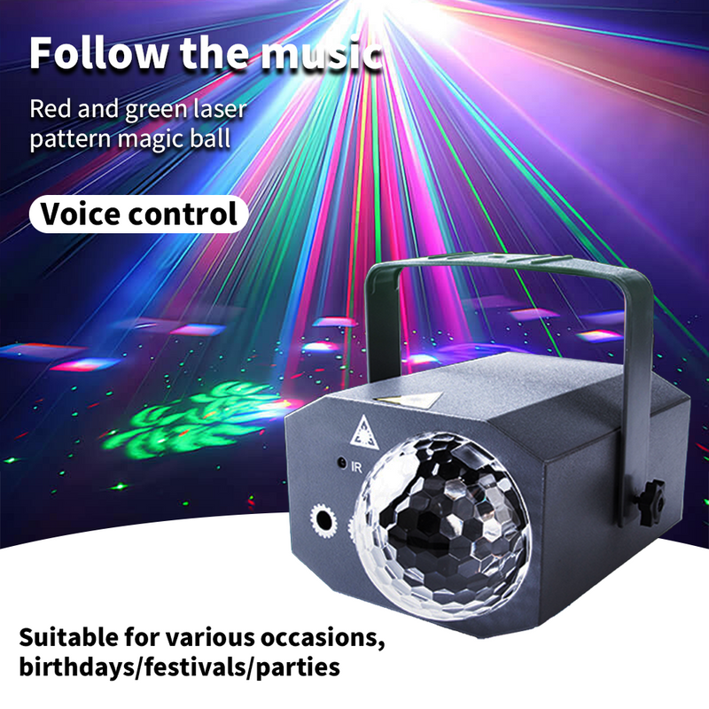 Mpow Laser Magic Ball Effect Light + Smoke Machine Set (Red, Green, and Blue), Voice-Controlled, Self-Propelled, and Remote Control—A Perfect Party Ambition