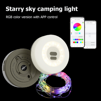 Mpow Starry Sky Camping Lantern in Wilderness Green/Desert Yellow: 24 White LEDs + 12 Red LEDs + 10-meter Light String, App-Controlled RGB Tape
