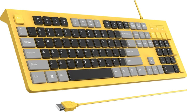 Computer Keyboard Wired, Plug Play USB Keyboard, Low Profile