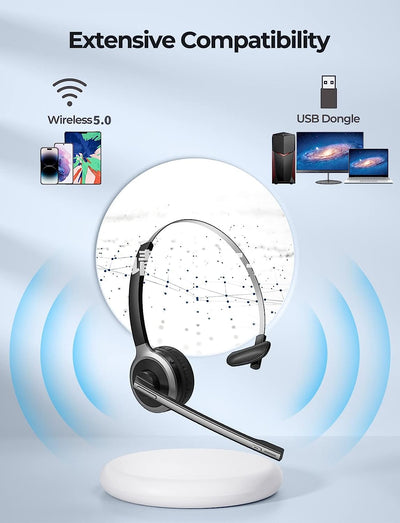 Wireless Headset with Microphone & USB Adapter for PC