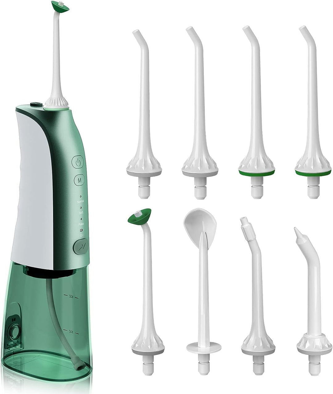 AZ Smile Cordless Water Flosser – Portable Dental Oral Irrigator 300ml Tank 8 Tips Black