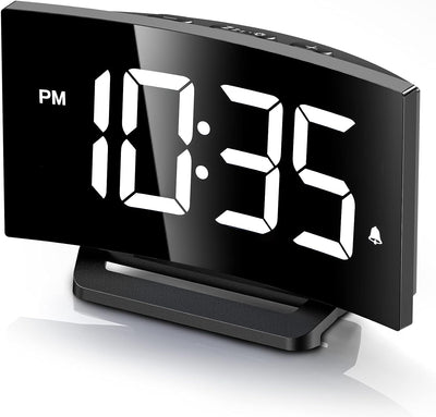 Mpow Alarm Clock for Bedrooms Kids, Digital Clock Curved Design, 6 Levels Brightness, Battery Backup