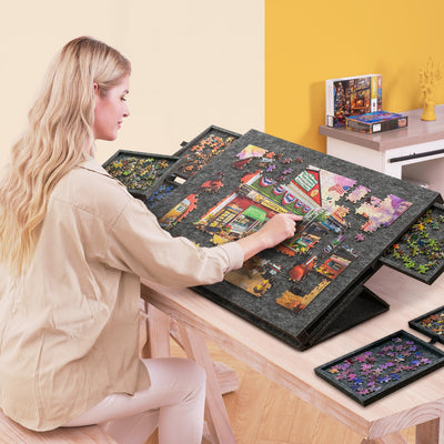 Mpow Foldable Jigsaw Puzzle Table with Stand and Lid, 6 Colorful Drawers, Fits 1000 Pieces, Lightweight and Portable