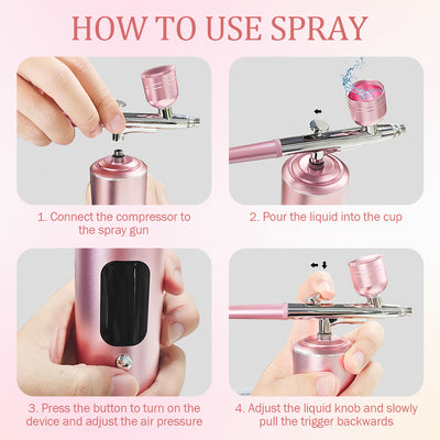 Mpow Rechargeable Portable Airbrush Kit - 3 Pressure Settings, 950mAh Battery, 0.3mm Nozzle for Art & DIY Projects