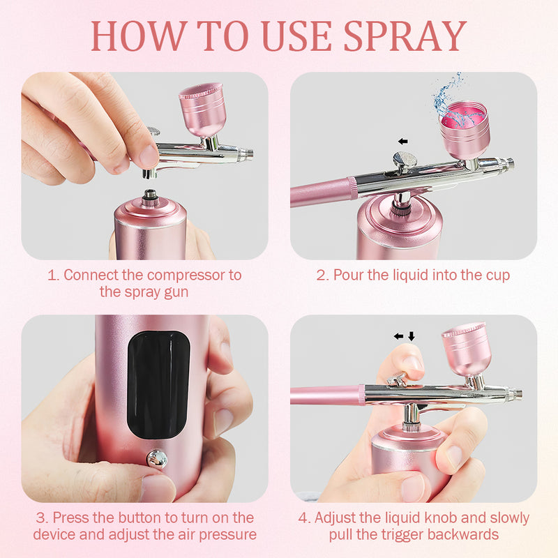 Mpow Rechargeable Portable Airbrush Kit - 3 Pressure Settings, 950mAh Battery, 0.3mm Nozzle for Art & DIY Projects