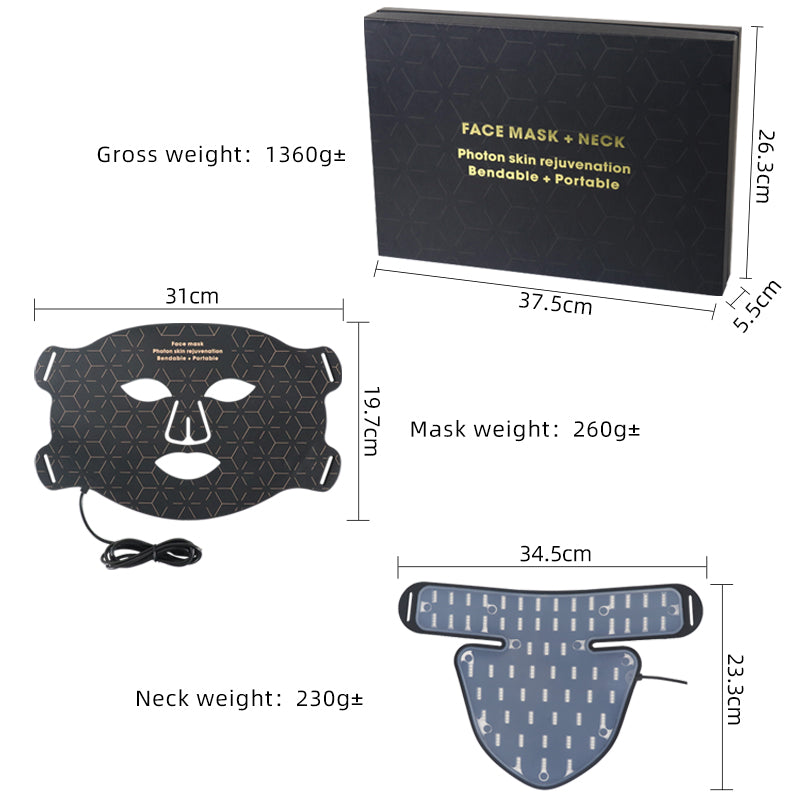 Mpow 4-Color Light Therapy Silicone Mask with Neck Care | 480 Chips Face & Neck Beauty Device