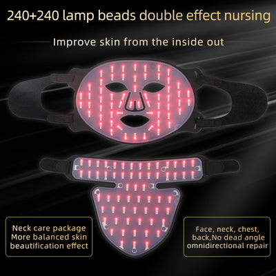 Mpow 4-Color Light Therapy Silicone Mask with Neck Care | 480 Chips Face & Neck Beauty Device