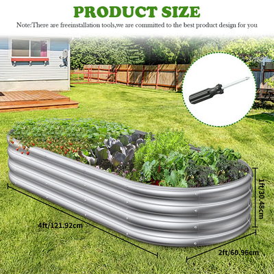 Mpow Galvanized Steel Oval Garden Bed Set