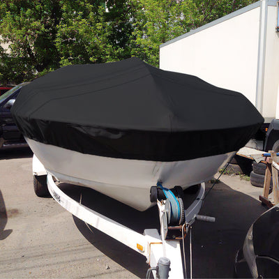 Mpow Boat Cover, Heavy-Duty PVC, Waterproof, Sun-Resistant, and Dust-Resistant, with Tie-Downs and Vents for Full-Enclosure Protection