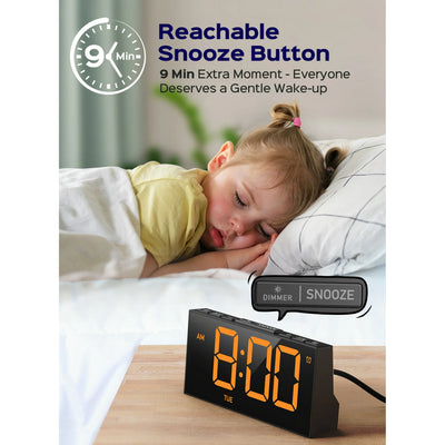 Mpow Alarm Clock for Heavy Sleepers, Digital Alarm Clock for Bedroom, Adjustable Brightness, Customizable Alarms, Automatically Dim at Night, Progressive Volume,DST, Alarm Clock for Kids Adults