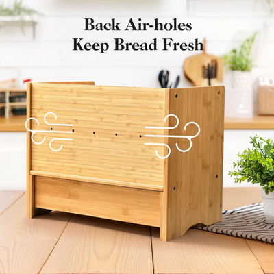 VicTsing Bamboo Bread Box, Corner Bread Box for Kitchen Countertop, Bread Box for Homemade Bread with Window, Bamboo Bread Box for Kitchen Countertop, Pantry Counter Corner