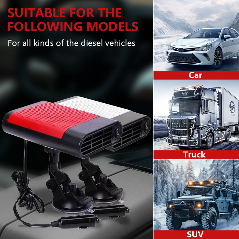 Mpow 12V USB-Rechargeable Car Heater, ABS Material, Suction Cup Mount, Compatible with Multiple Vehicles