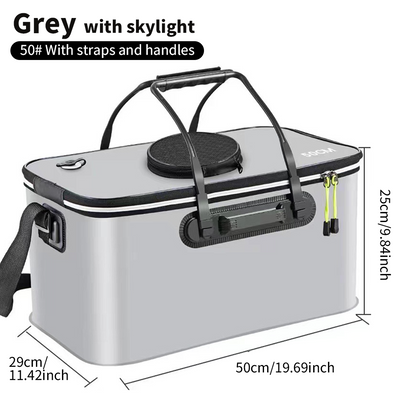 Mpow Foldable EVA Fishing Bucket + Rechargeable Oxygen Pump: Keeps Live Bait Fresh, Leakproof, Durable, and Multi-Purpose Portable Outdoor Fishing Tool
