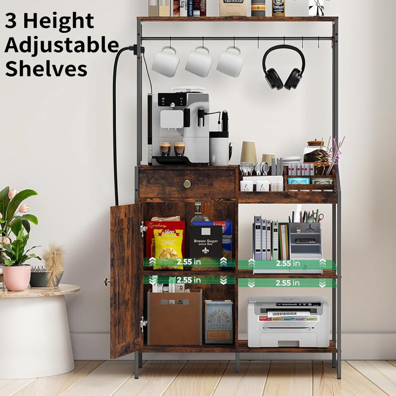 Mpow Coffee Station Cabinet with Storage & Hooks