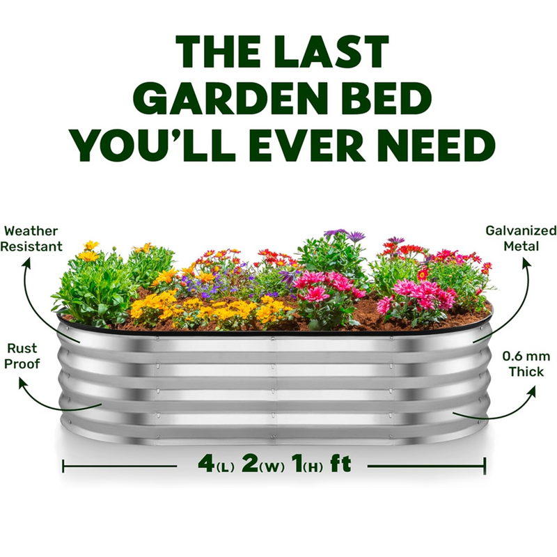 Mpow Galvanized Steel Oval Garden Bed Set