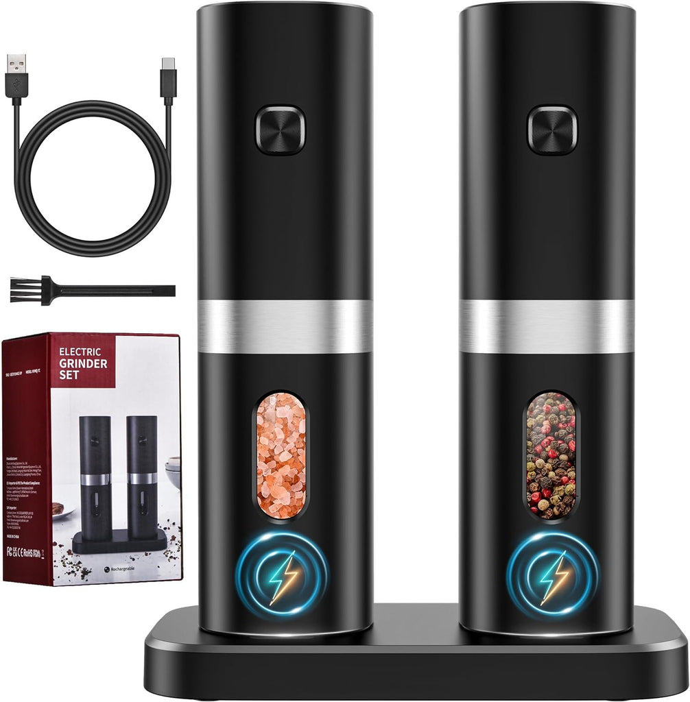 Rechargeable Electric Salt And Pepper Grinder Set, Electric