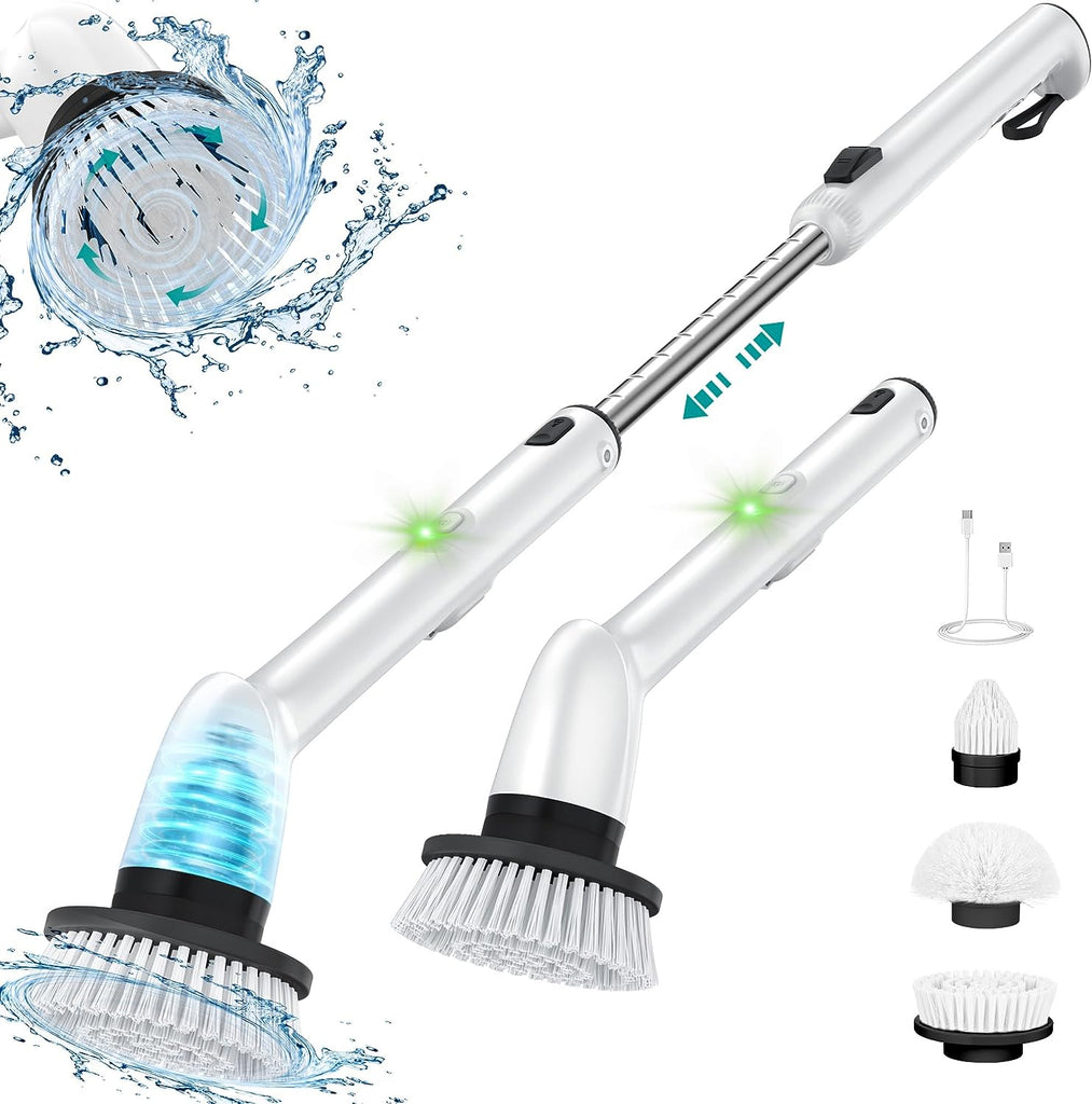 Electric Spin Scrubber, IPX7 Waterproof Cordless Cleaning Brush