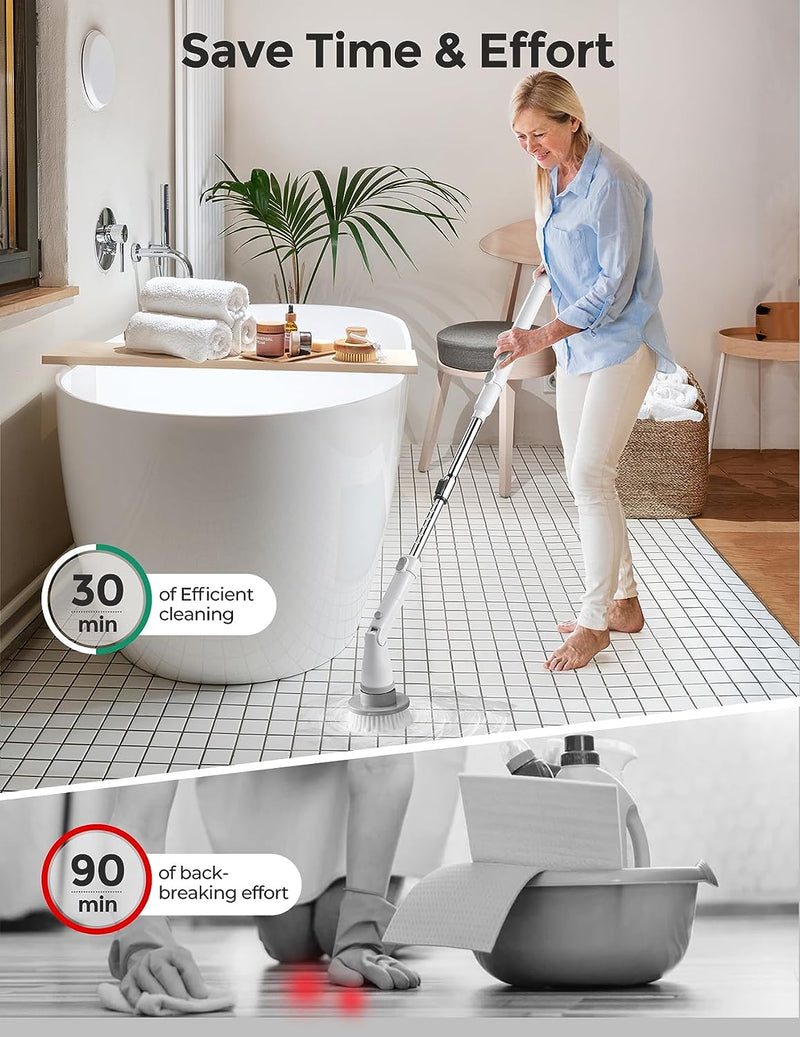 Electric Spin Scrubber Kh8 Pro,1.5H Bathroom Scrubber Dual Speed