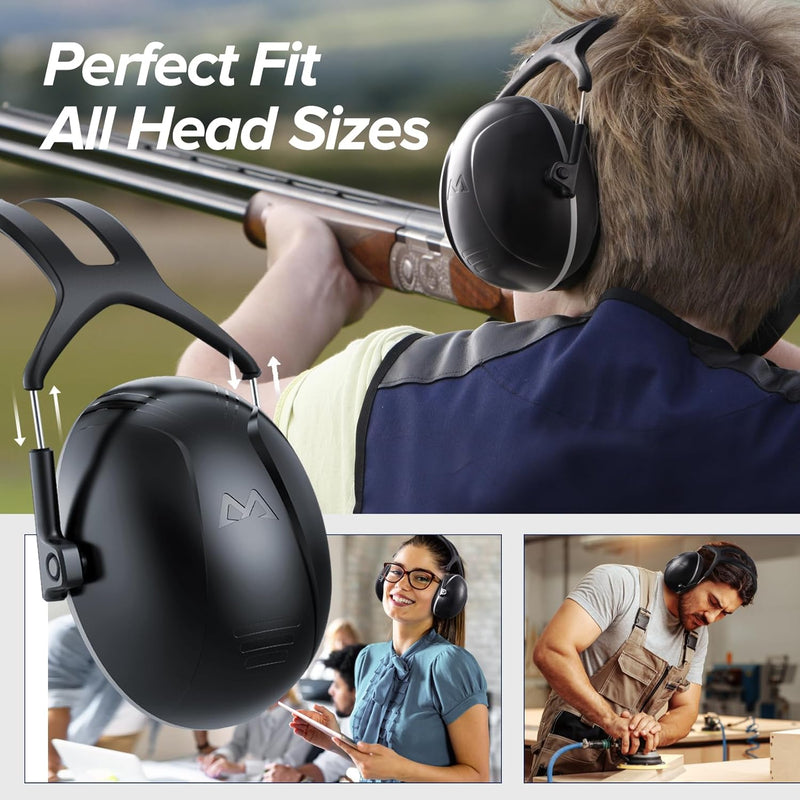 SNR 35dB Effective Ear Protection, Hearing Protection Ear Muff, Lightweight Adult Noise Cancelling Headphones, Ear Protection for Autism, Mowing, Shooting, Sleeping, Ear Muffs for Noise Reduction