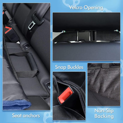 Dog Car Seat Cover 4-in-1, 100% Waterproof Dog Car Hammock for Car Back Seat