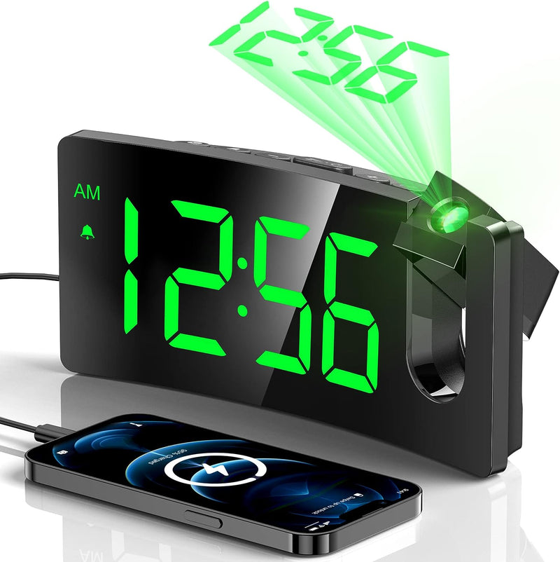 Mpow Projection Alarm Clock, Digital Clock for Bedroom, 3-Level Brightness Dimmer, USB Charger