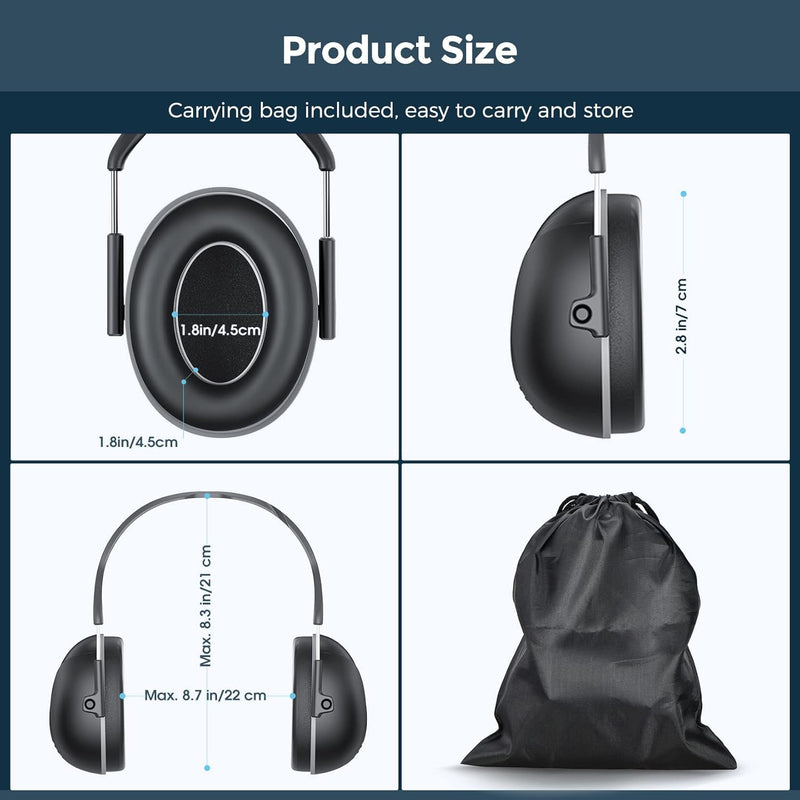 SNR 35dB Effective Ear Protection, Hearing Protection Ear Muff, Lightweight Adult Noise Cancelling Headphones, Ear Protection for Autism, Mowing, Shooting, Sleeping, Ear Muffs for Noise Reduction