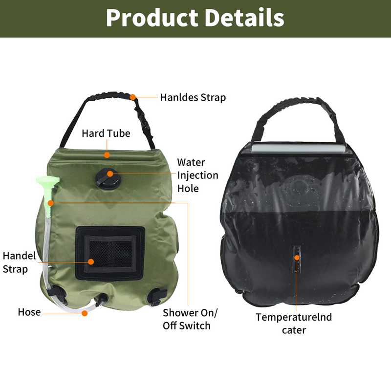 Mpow Pop - Up Camping Shower Tent with Solar Shower Bag - 6.2FT Height, Blocking, Portable Privacy Shelter