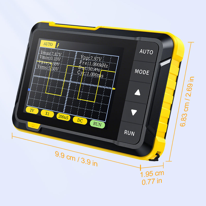 Mpow Compact Oscilloscope with 2.5MS/s Sampling Rate, 200K Bandwidth, 2.8-inch Screen, 1000mAh Battery, Type-C Charging (Probe/Data Cable Included)