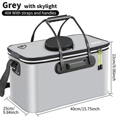 Mpow Foldable EVA Fishing Bucket + Rechargeable Oxygen Pump: Keeps Live Bait Fresh, Leakproof, Durable, and Multi-Purpose Portable Outdoor Fishing Tool