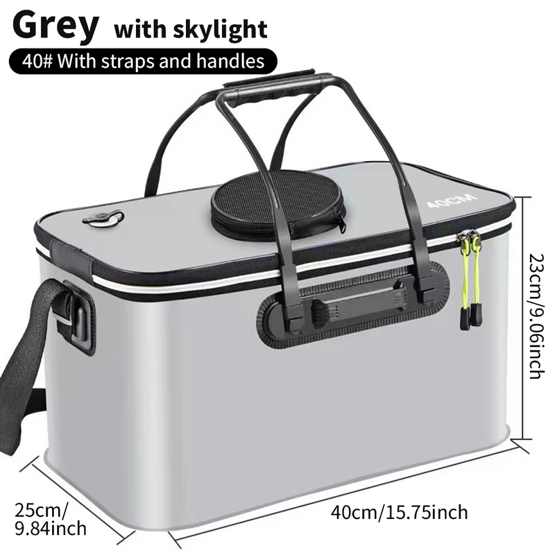 Mpow Foldable EVA Fishing Bucket + Rechargeable Oxygen Pump: Keeps Live Bait Fresh, Leakproof, Durable, and Multi-Purpose Portable Outdoor Fishing Tool
