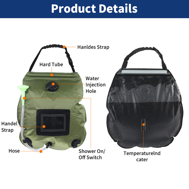 Mpow Pop - Up Camping Shower Tent with Solar Shower Bag - 6.2FT Height, Blocking, Portable Privacy Shelter