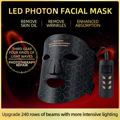 Mpow 4-Color Light Therapy Silicone Mask | 480 Chips Face & Neck Beauty