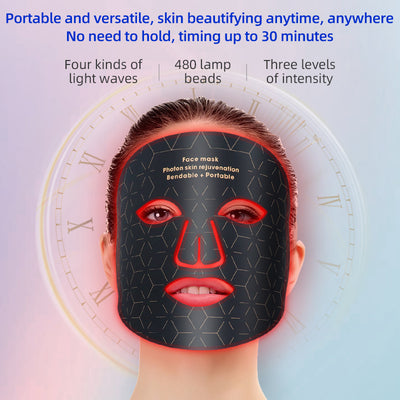 Mpow 4-Color Light Therapy Silicone Mask with Neck Care | 480 Chips Face & Neck Beauty Device