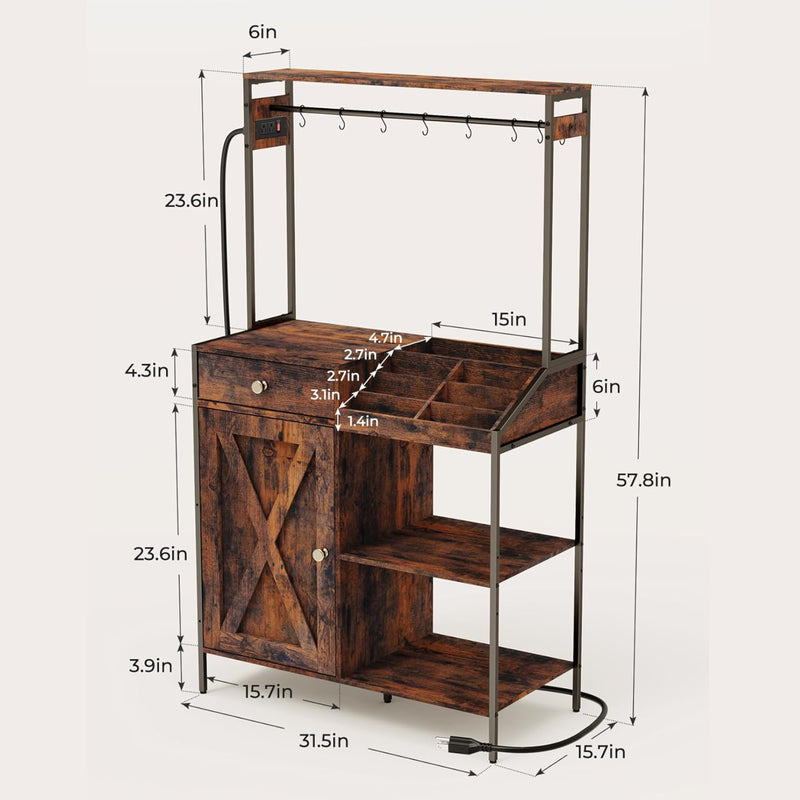 Mpow Coffee Station Cabinet with Storage & Hooks
