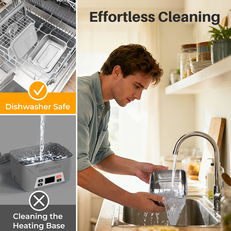 Cordless Electric Lunch Box, Heated Lunch Box Battery Powered with Automatic Scheduled Heating，grey