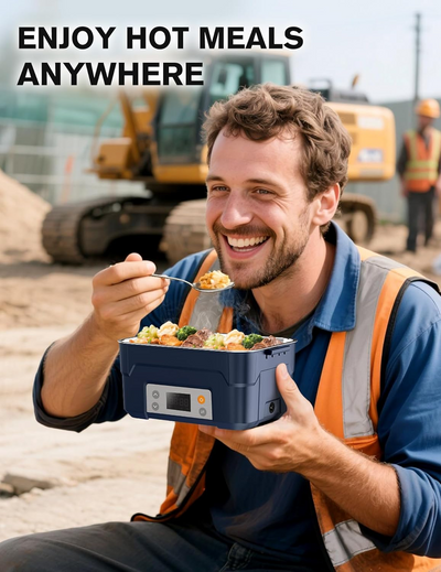 XL 6.3-Cup Cordless Electric Lunch Box for Adults, Heated Lunch Box for Men with Scheduled Heating, Portable Car Food Warmer with Utensils, Two-Tier Bag, Removable Divider