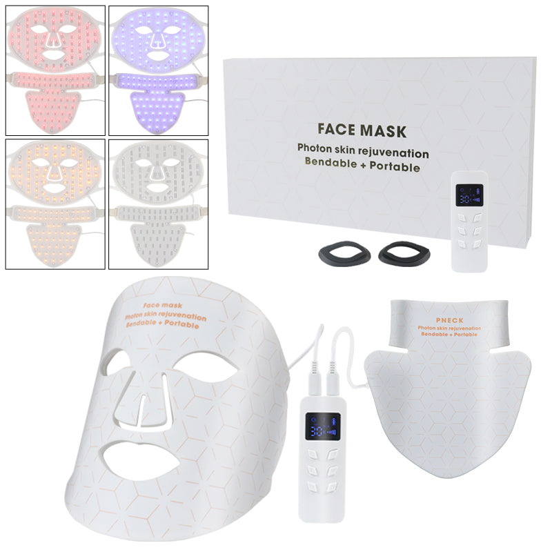Mpow 4-Color Light Therapy Silicone Mask with Neck Care | 480 Chips Face & Neck Beauty Device