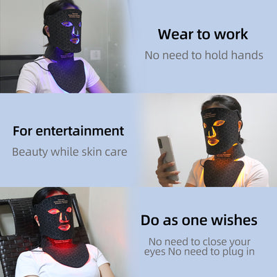 Mpow 4-Color Light Therapy Silicone Mask with Neck Care | 480 Chips Face & Neck Beauty Device