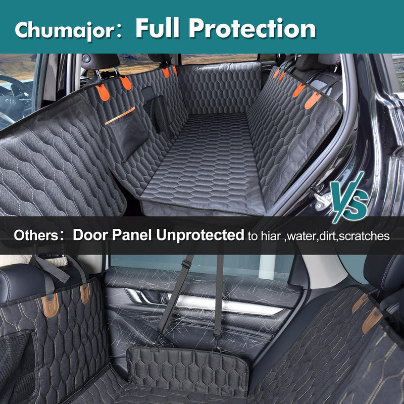 Medium Machine Washable Dog Car Seat Cover for Back Seat& Car Door Protector, Fits Sedans, Mid-Size SUV, Mid-Size Trucks - Dog Hammock for Cars- Waterproof Pet Car Accessories