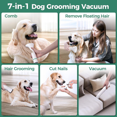 7-in-1 Dog Grooming Vacuum & Vacuum Suction, Low Noise , Professional Doggy Vacuum with 5 Proven Grooming Tools