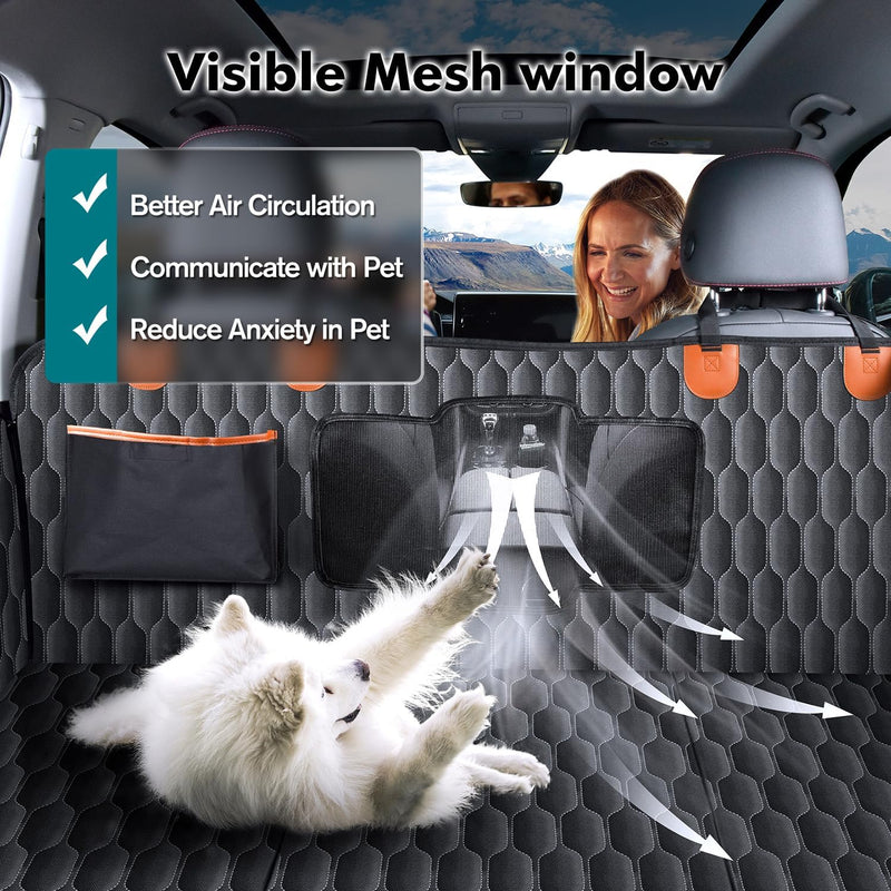 Mpow Back Seat Extender for Dogs-Supports 330lb,Waterproof Dog Car Seat Cover Hard Bottom-Detachable