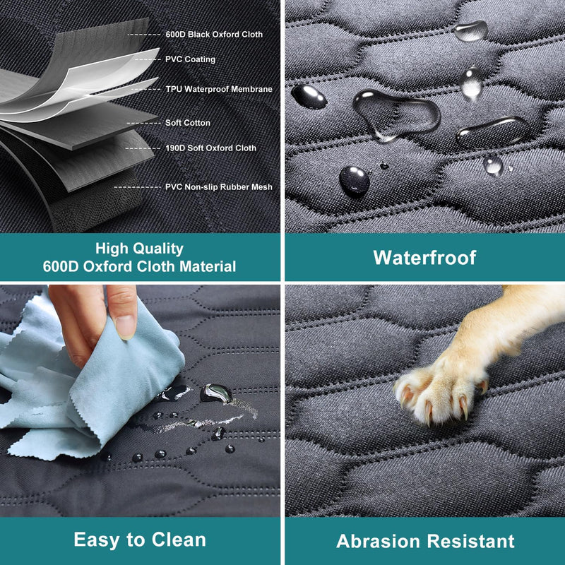 Medium Machine Washable Dog Car Seat Cover for Back Seat& Car Door Protector, Fits Sedans, Mid-Size SUV, Mid-Size Trucks - Dog Hammock for Cars- Waterproof Pet Car Accessories