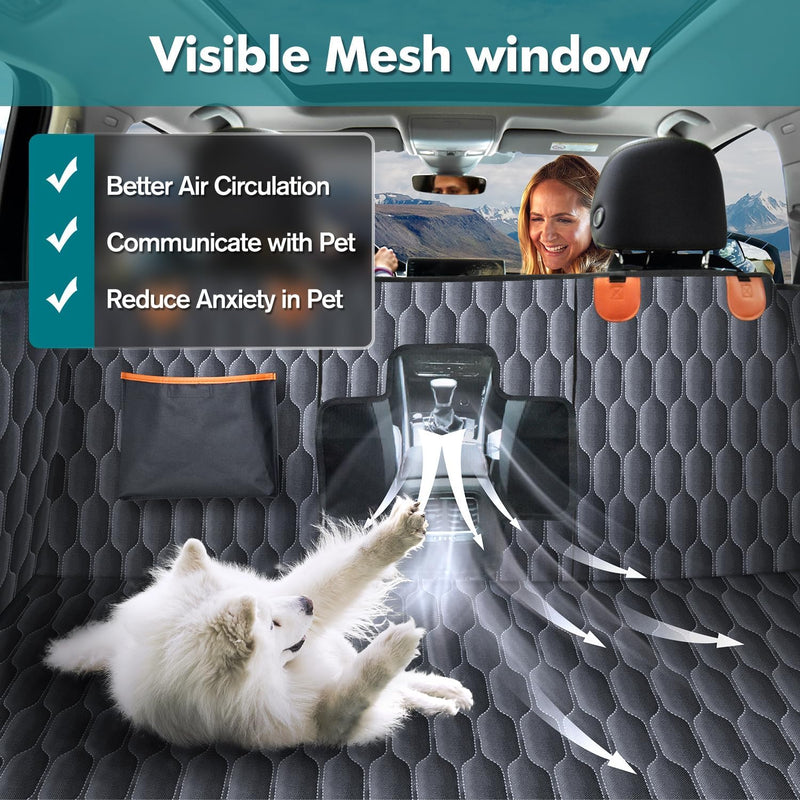 Medium Machine Washable Dog Car Seat Cover for Back Seat& Car Door Protector, Fits Sedans, Mid-Size SUV, Mid-Size Trucks - Dog Hammock for Cars- Waterproof Pet Car Accessories