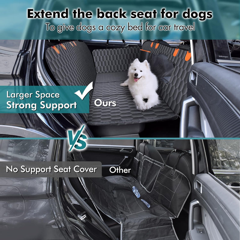 Mpow Back Seat Extender for Dogs-Supports 330lb,Waterproof Dog Car Seat Cover Hard Bottom-Detachable