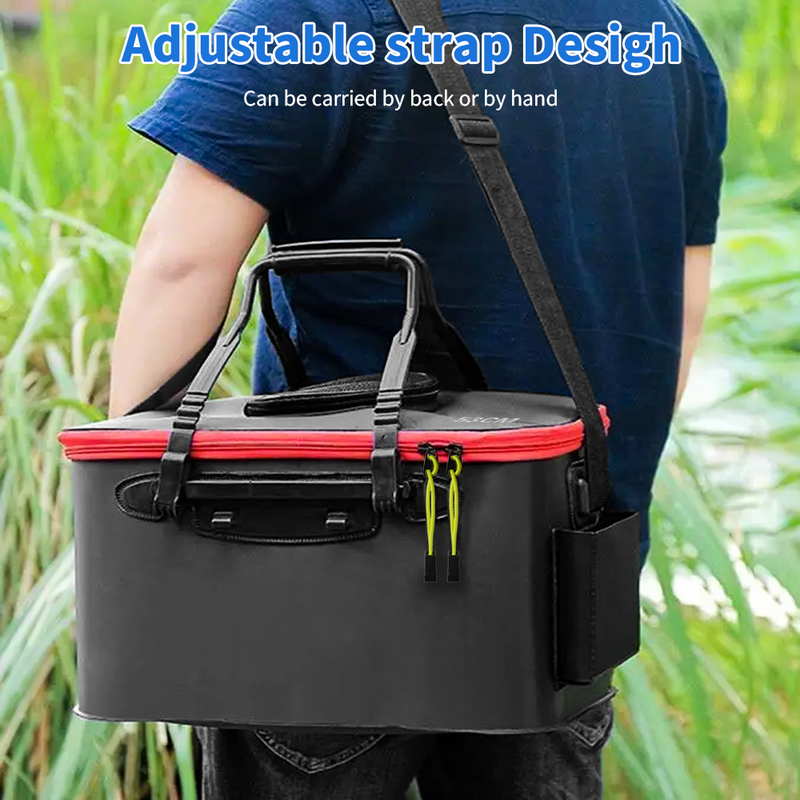 Mpow Foldable EVA Fishing Bucket + Rechargeable Oxygen Pump: Keeps Live Bait Fresh, Leakproof, Durable, and Multi-Purpose Portable Outdoor Fishing Tool