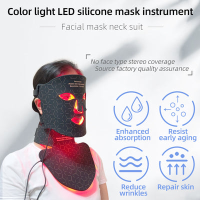 Mpow 4-Color Light Therapy Silicone Mask with Neck Care | 480 Chips Face & Neck Beauty Device