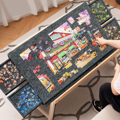Mpow Foldable Jigsaw Puzzle Table with Stand and Lid, 6 Colorful Drawers, Fits 1000 Pieces, Lightweight and Portable